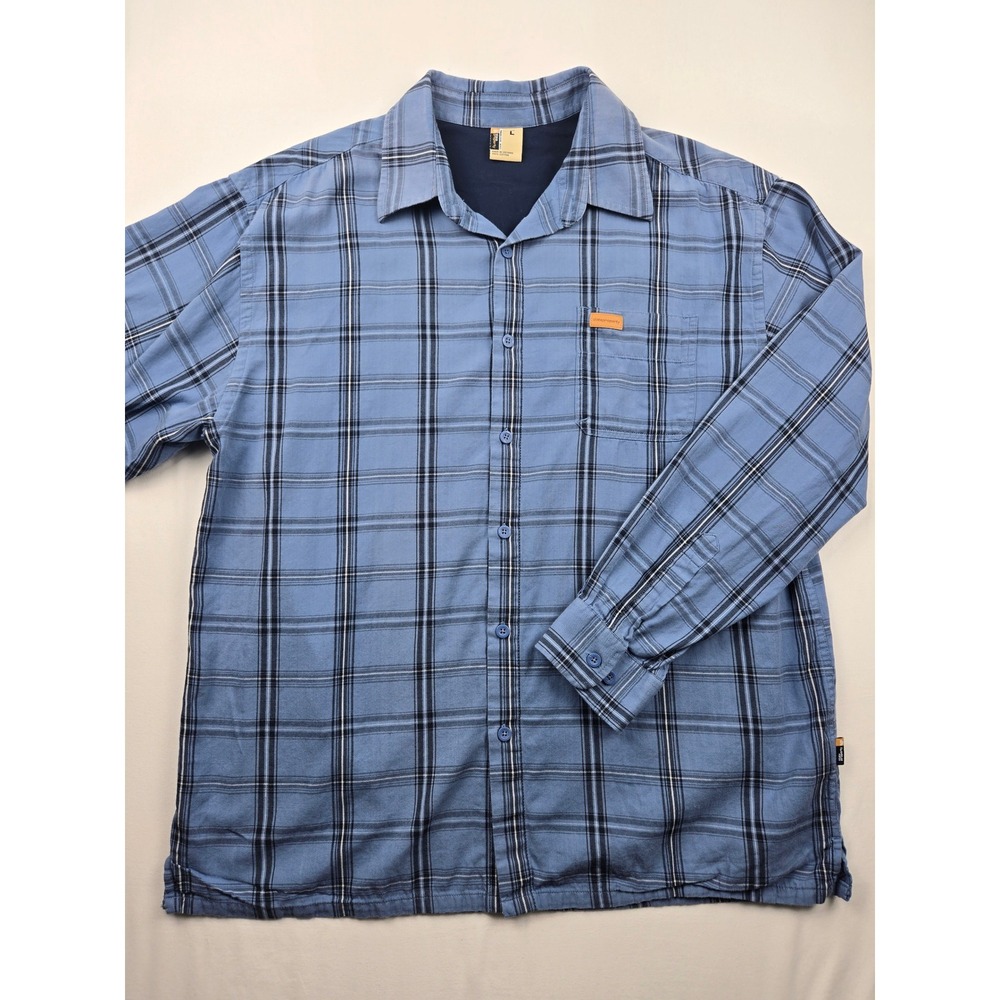 State Property Plaid Button Down Shirt Men's Large Blue Black Long Sleeve Casual
